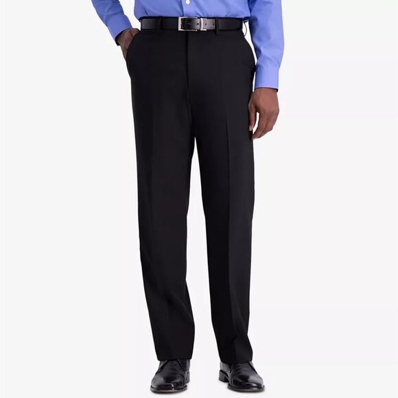 J.M. Haggar Men's Black 4-Way Stretch Classic Fit Flat Front Dress Pants 38W 34L - Picture 1 of 3